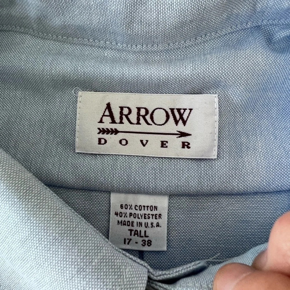 VTG NOS Arrow Dover Long Sleeve Dress Shirt 17 Tall 17-38 New In Package Blue. - Picture 5 of 6